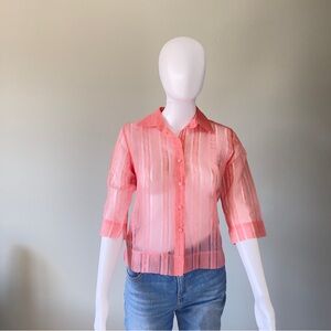 Sheer Pink Striped Women's Top
